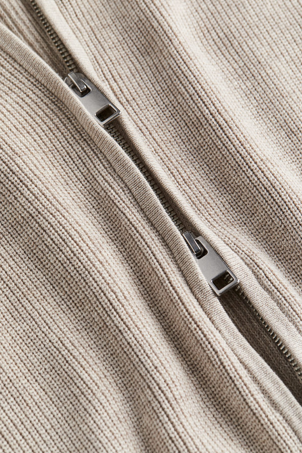 H&M Regular Fit Zip-through Cardigan Beige