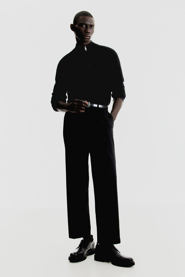 H&M Regular Fit Zip-through Cardigan Black