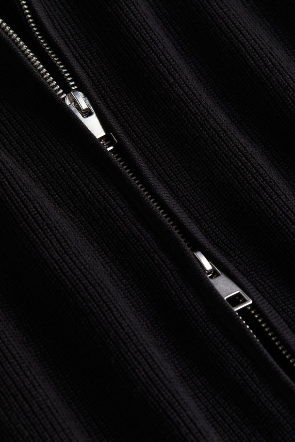 H&M Regular Fit Zip-through Cardigan Black