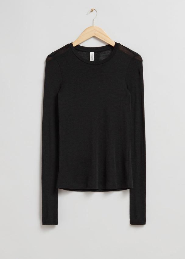 & Other Stories Wool Knit Top Black