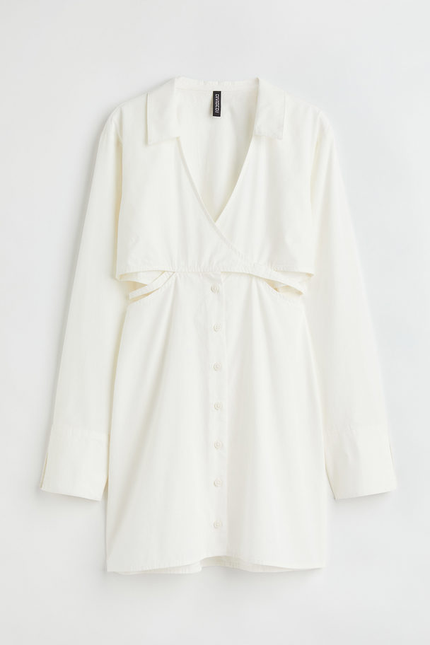 H&M Kleid aus Baumwollpopeline Weiß