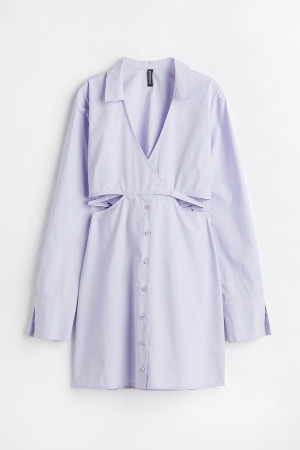 H&M Cotton Poplin Dress Light Purple