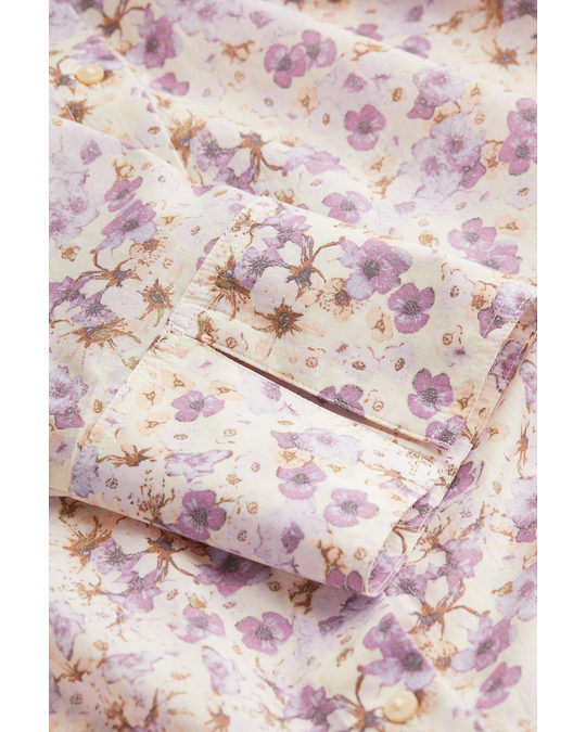 H&M H&m+ Calf-length Shirt Dress Cream/small Flowers