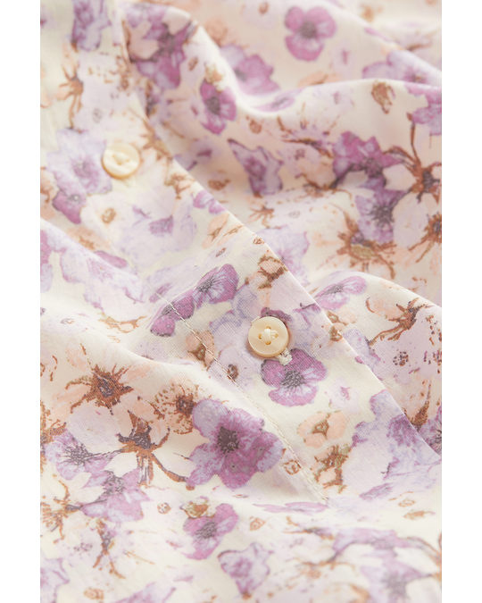 H&M H&m+ Calf-length Shirt Dress Cream/small Flowers