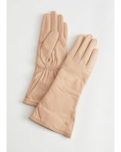 Fitted Leather Gloves Beige