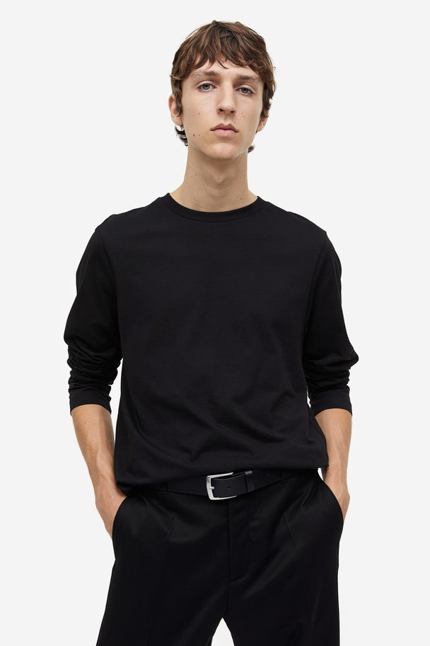 H&M Tricot Shirt - Regular Fit Zwart