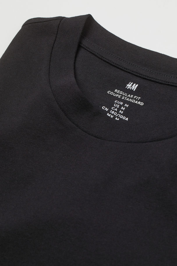 H&M Regular Fit Jersey Top Black