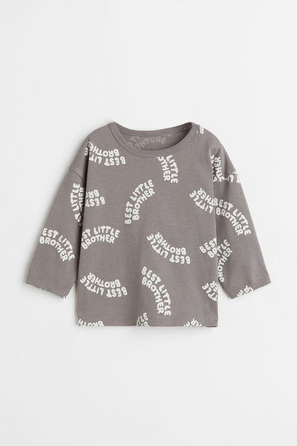 H&M Cotton Jersey Top Grey/best Little Brother