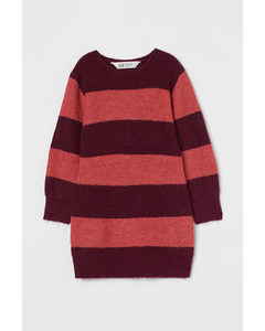 Knitted Dress Dark Red/striped