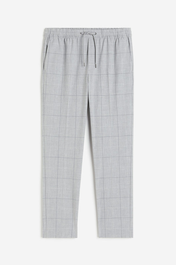 H&M Joggpants in Slim Fit Hellgrau/Kariert