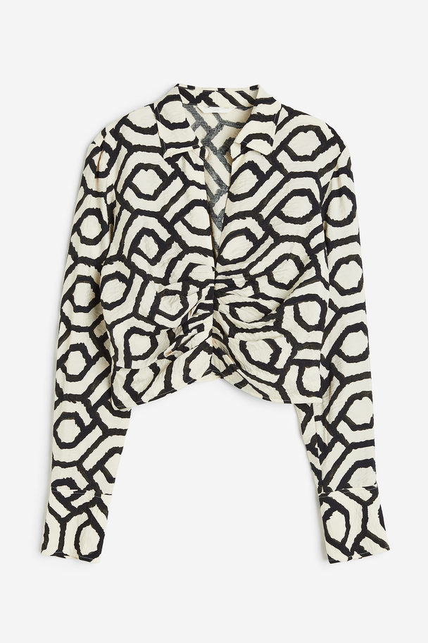 H&M Bluse Med Krage Cream/mønstret