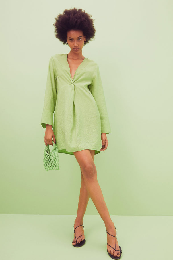 H&M Knot-detail Dress Lime Green