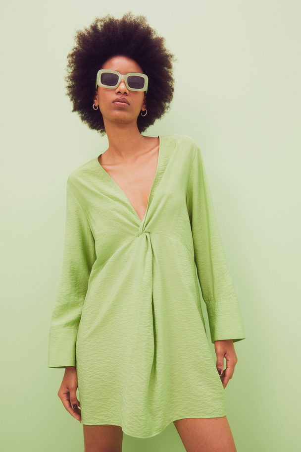 H&M Knot-detail Dress Lime Green