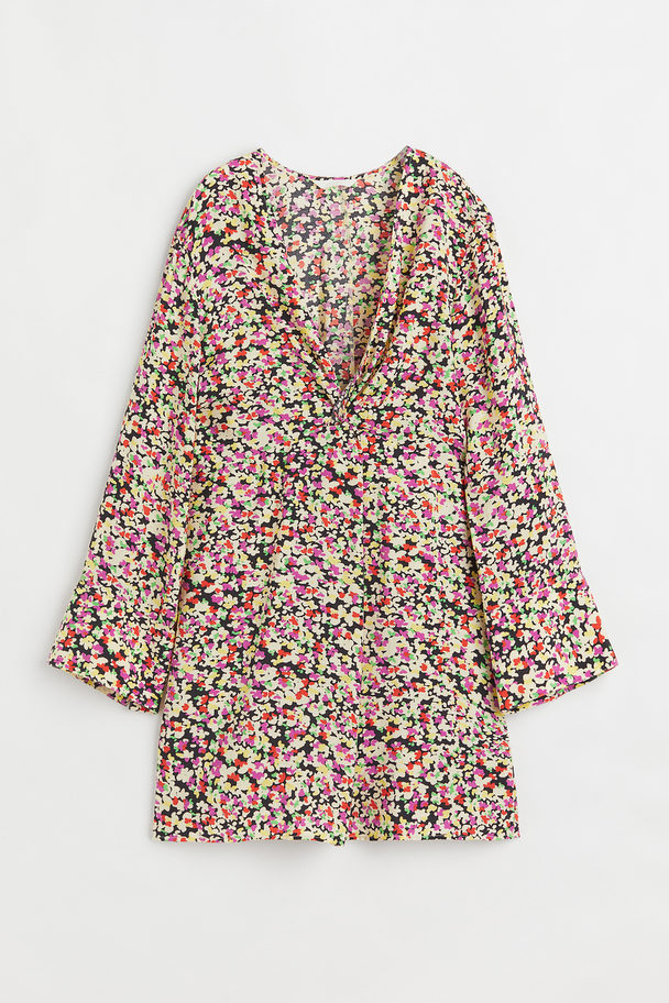 H&M Kleid mit Knotendetail Rosa/Geblümt