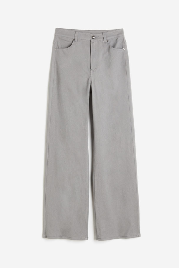 H&M Wide Twill Trousers Light Grey