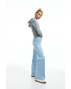Wide Twill Trousers Light Blue