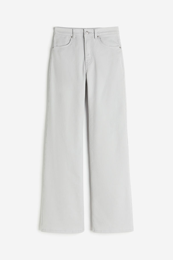 H&M Wide Twill Trousers Light Grey