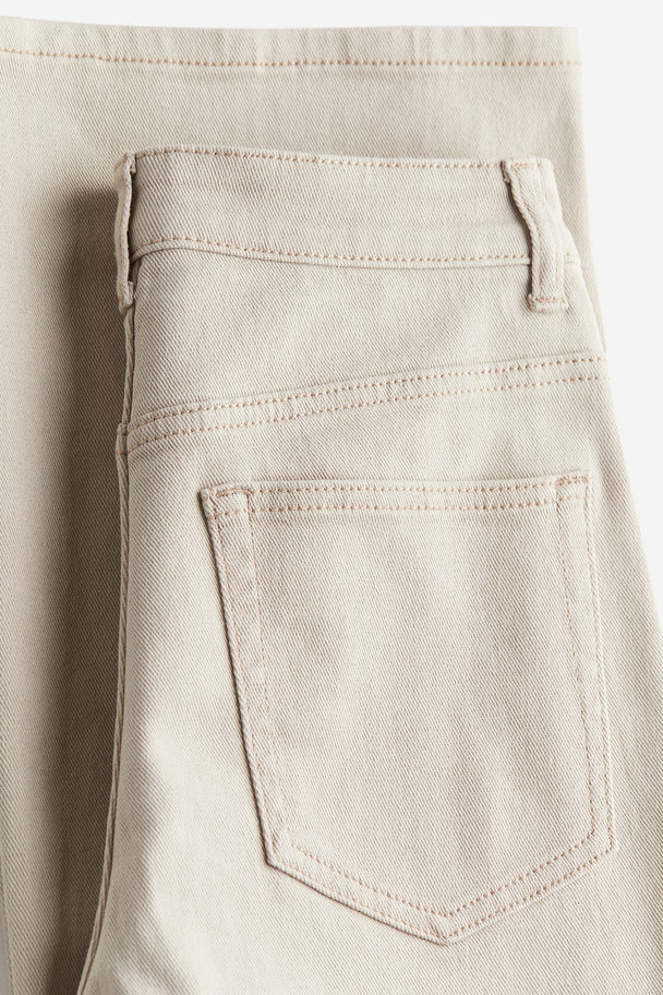 H&M Wide Twill Trousers Light Beige