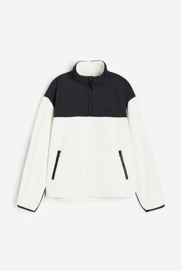 H&M Warm Zip-top Fleece Top White/block-coloured