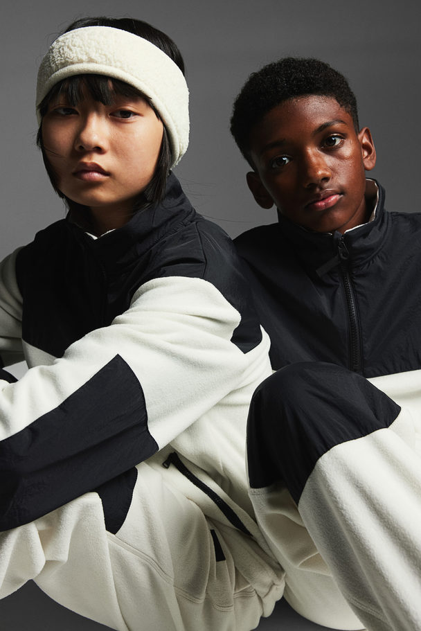H&M Warmes Fleeceshirt mit Zipper Weiß/Blockfarben