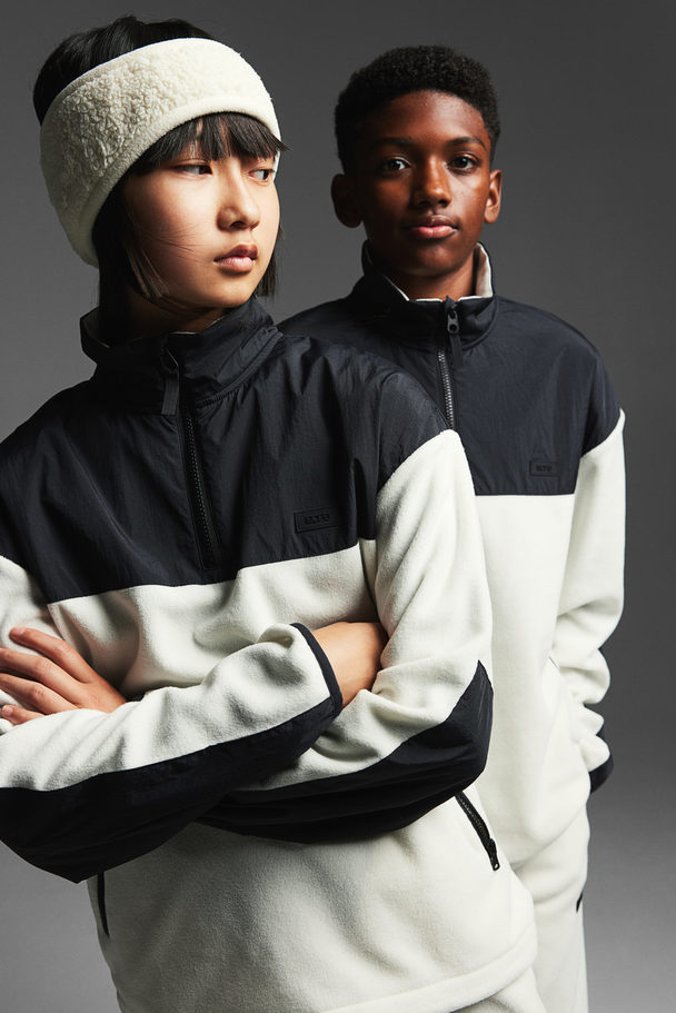 H&M Warm Zip-top Fleece Top White/block-coloured