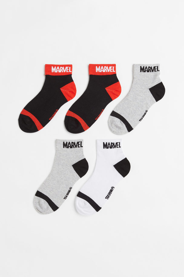 H&M 5-pack Jacquard-knit Socks Black/marvel