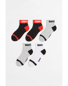 5-pack Jacquard-knit Socks Black/marvel