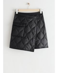 Quilted Mini Skirt Black