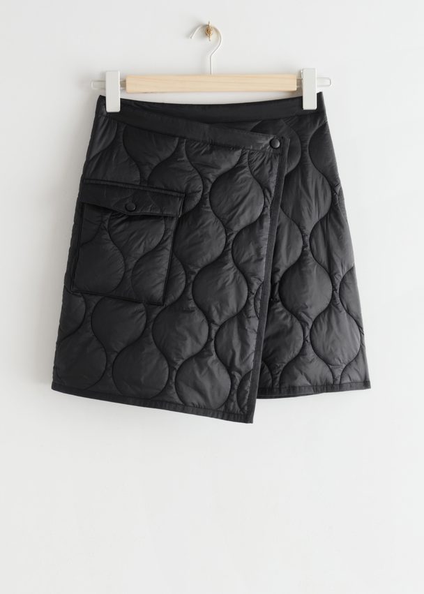 & Other Stories Quilted Mini Skirt Black