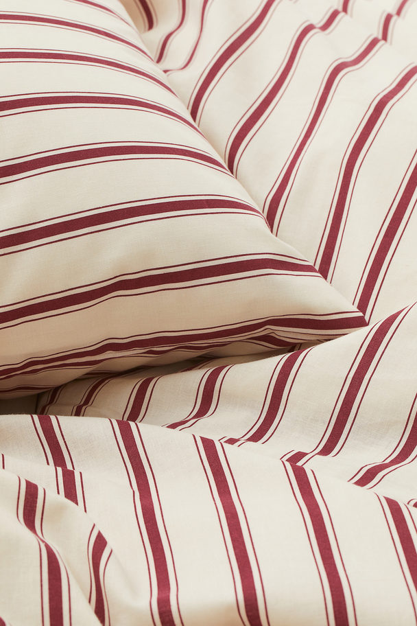 H&M HOME Cotton Single Duvet Cover Set Red/striped