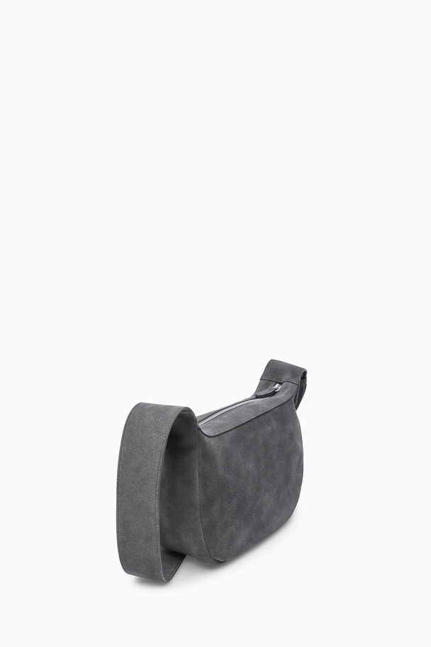 COS Crossbody Saddle Bag - Suede Charcoal