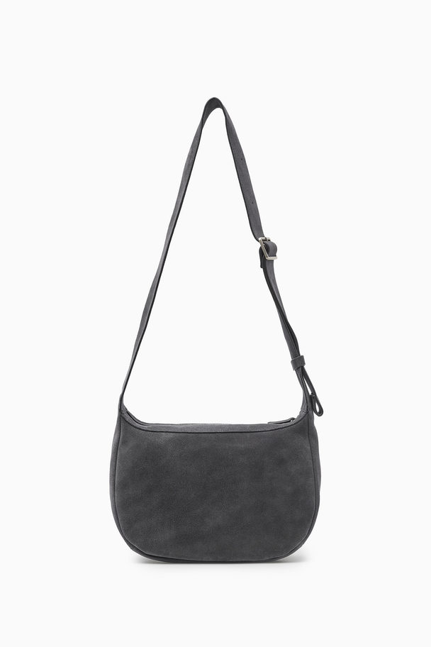 COS Crossbody Saddle Bag - Suede Charcoal