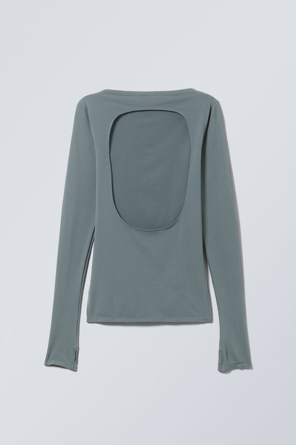 Weekday Open Back Seamless Longsleeve Top Dark Turquoise