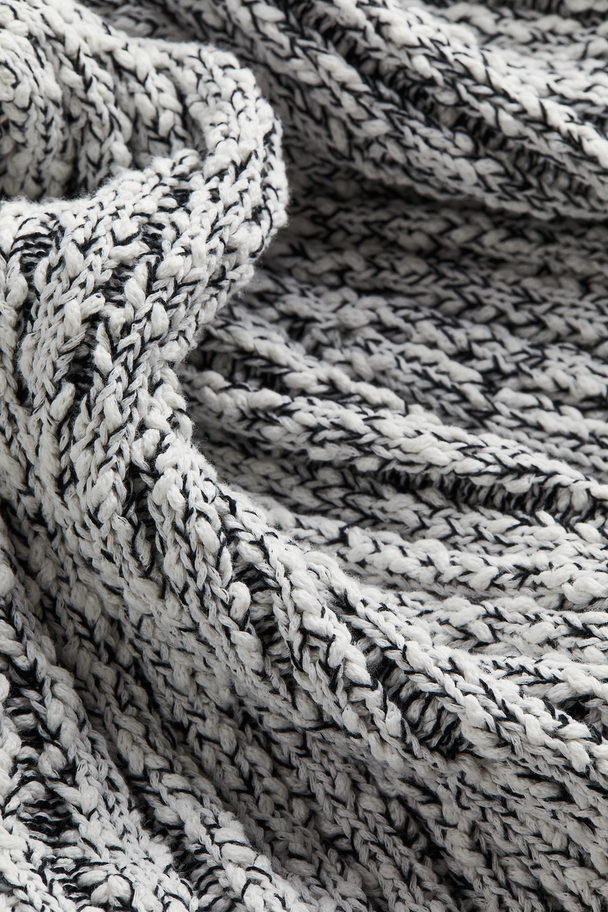 H&M Rib-knit Mermaid Skirt White/black Marl