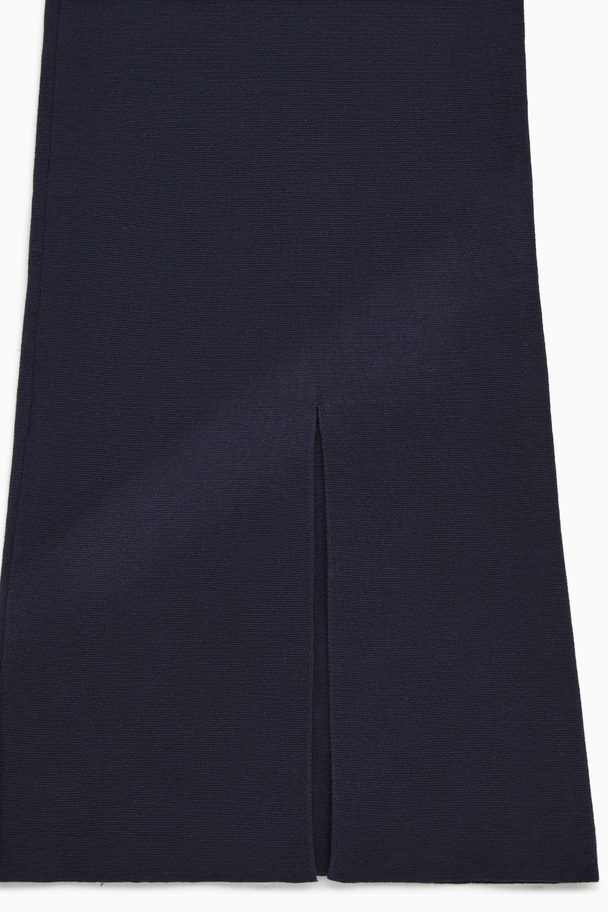 COS Flared Slit-cuff Knitted Trousers Dark Navy