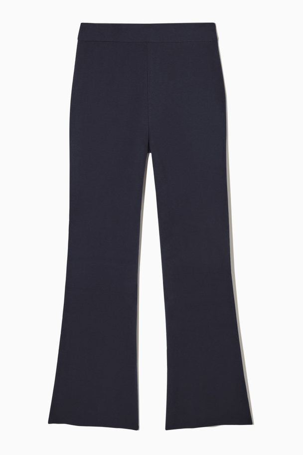 COS Flared Slit-cuff Knitted Trousers Dark Navy