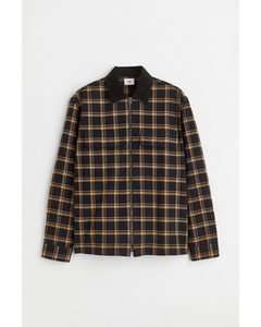 Relaxed Fit Twill Overshirt Black/beige Checked