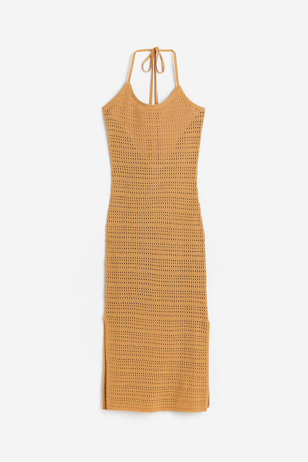 H&M Crochet-look Dress Mustard Yellow
