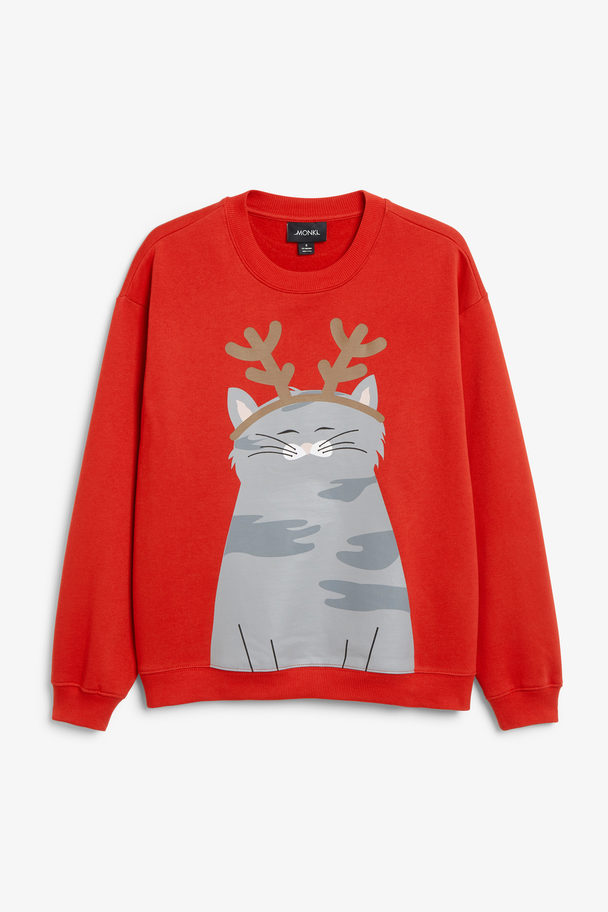 Monki Weihnachtliches Sweatshirt Kätzchen