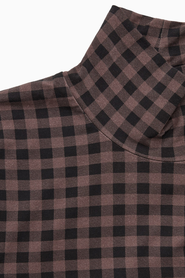 COS Printed High-neck Top Brown / Black / Checked