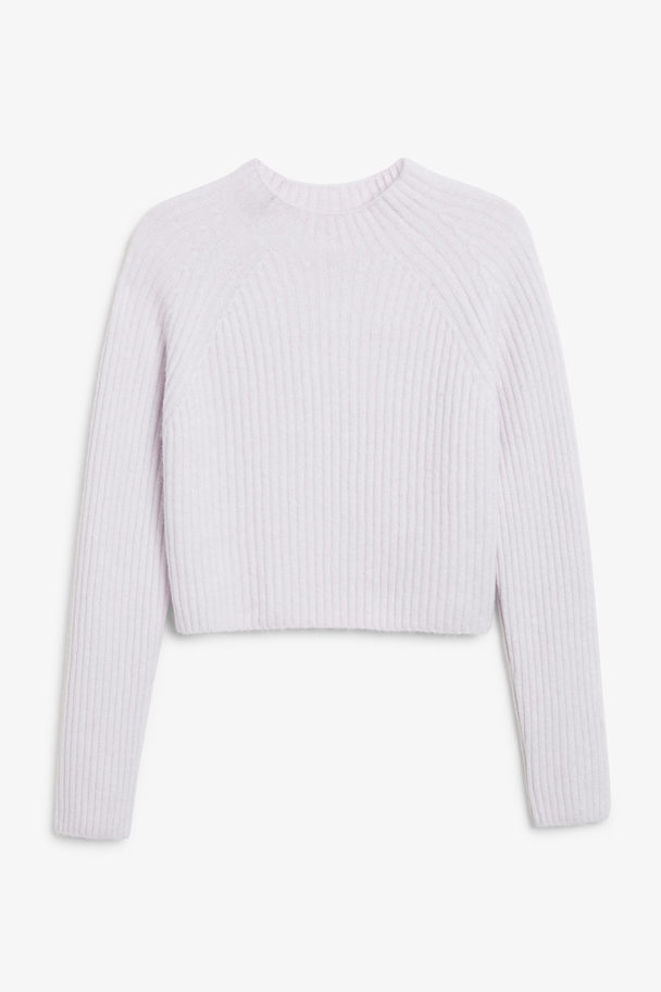 Monki Lilac High Neck Ribbed Knit Sweater Lilac Purple Dusty Light