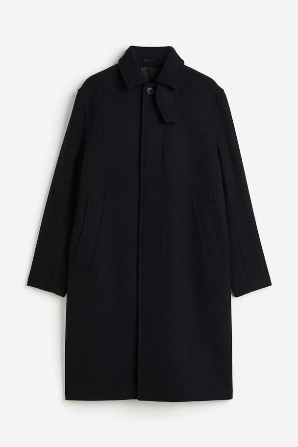 H&M Carcoat Van Wolmix - Loose Fit Zwart