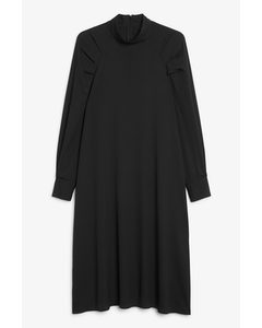 High-neck Midi Dress Black