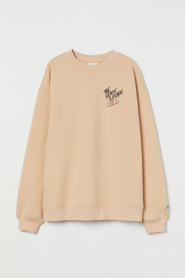 H&M Sweatshirt Med Tryck Beige/no Fear