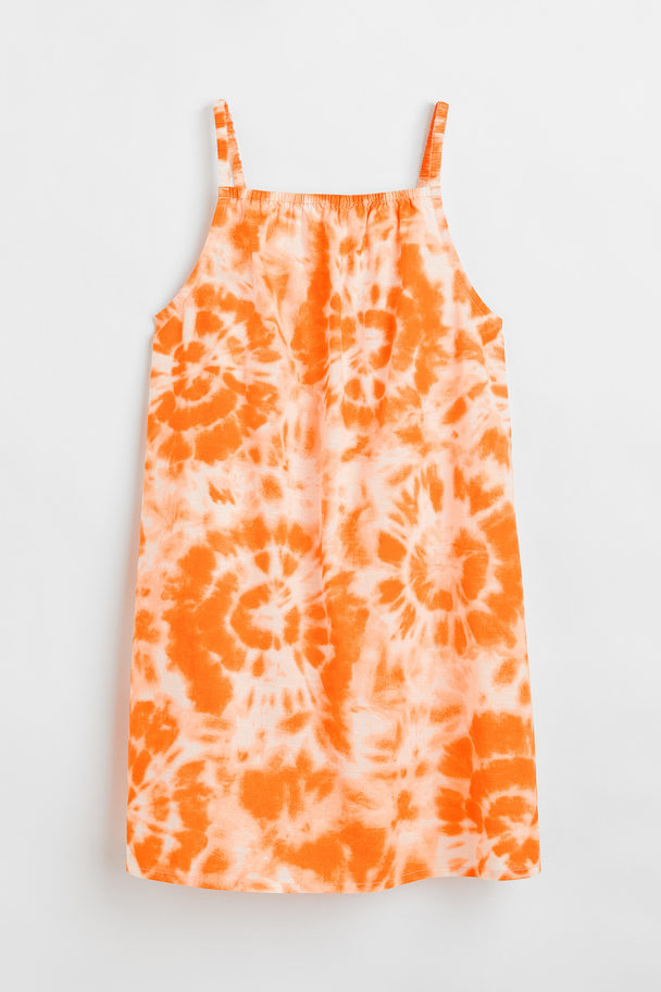 H&M Bomullsklänning Orange/batikmönstrad
