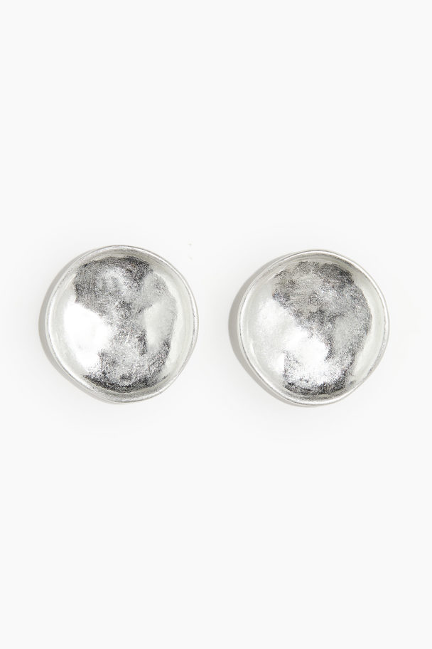 H&M Hammered Earrings Silver-coloured