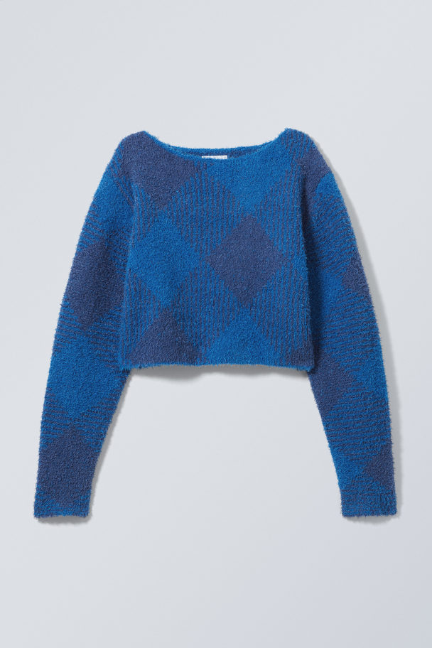 Weekday Hera Check Hairy Sweater Blue Checks