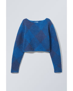 Hera Check Hairy Sweater Blue Checks