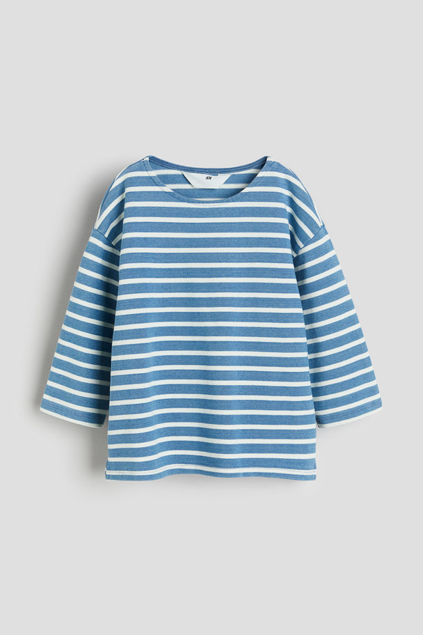H&M Oversized T-shirt Dusty Blue/striped