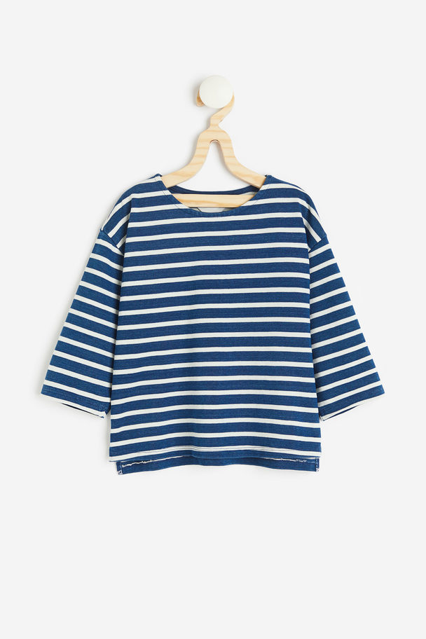 H&M Oversized T-shirt Navy Blue/striped